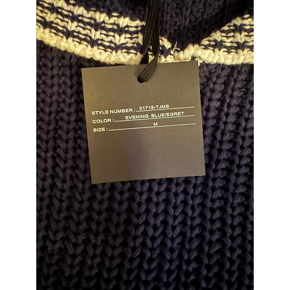 Marled Sailor Collar Knit Sweater Navy Blue Women's Sz M Chunky Pullover - Picture 5 of 10